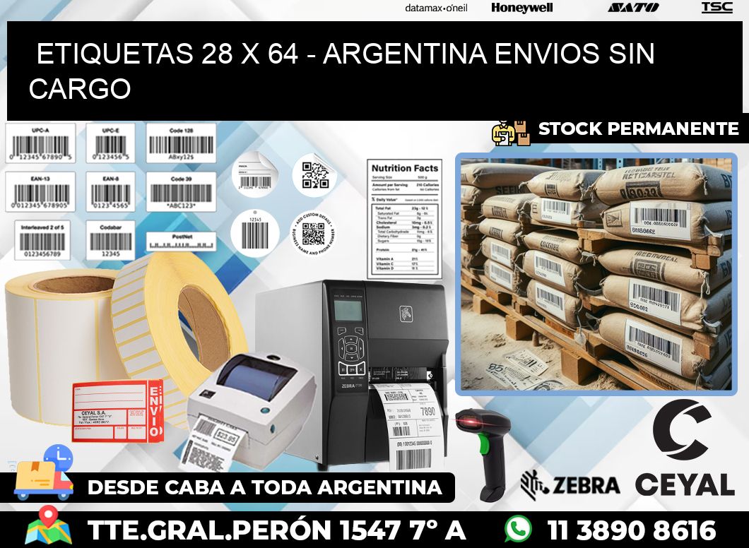 ETIQUETAS 28 x 64 – ARGENTINA ENVIOS SIN CARGO