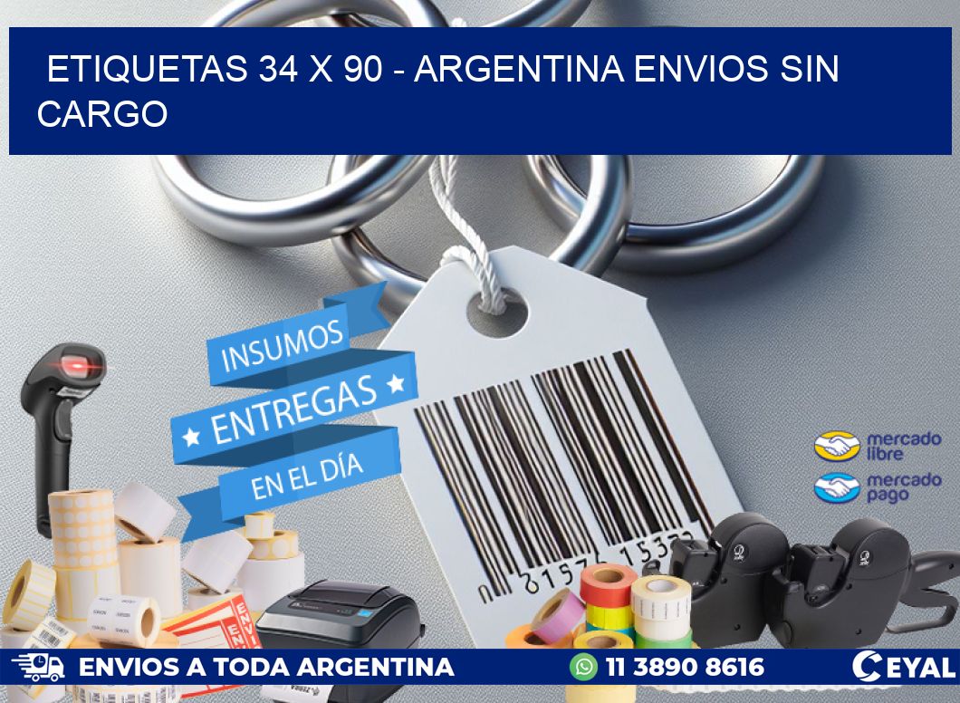 ETIQUETAS 34 x 90 - ARGENTINA ENVIOS SIN CARGO