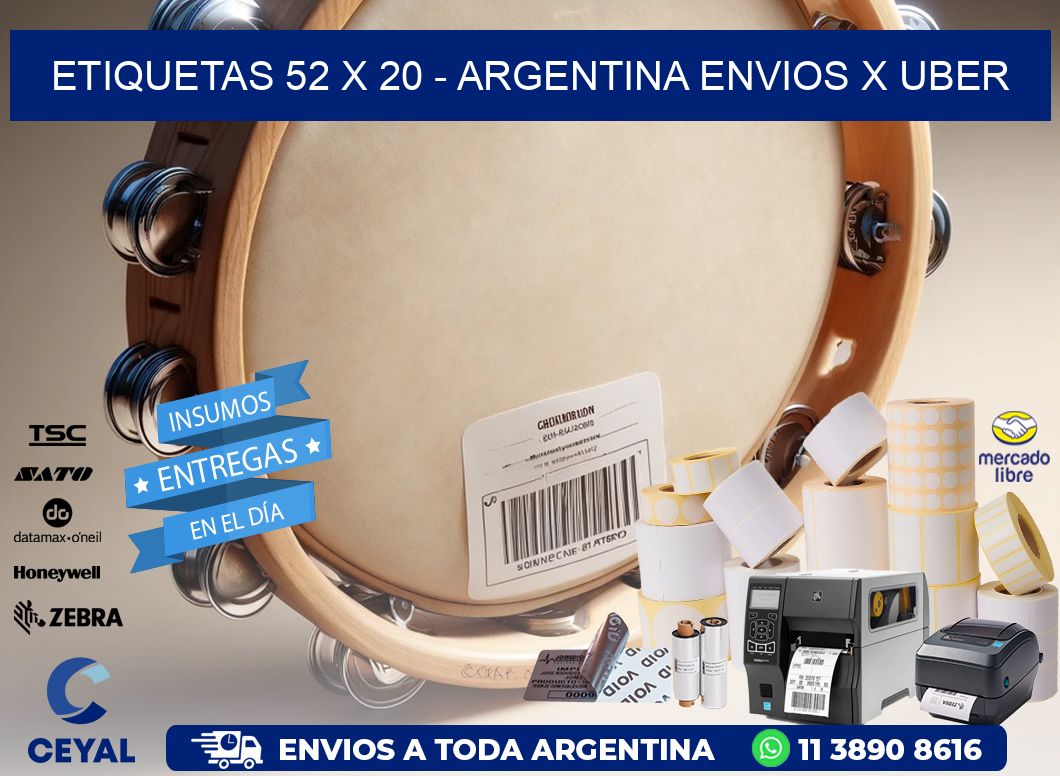 ETIQUETAS 52 x 20 - ARGENTINA ENVIOS X UBER