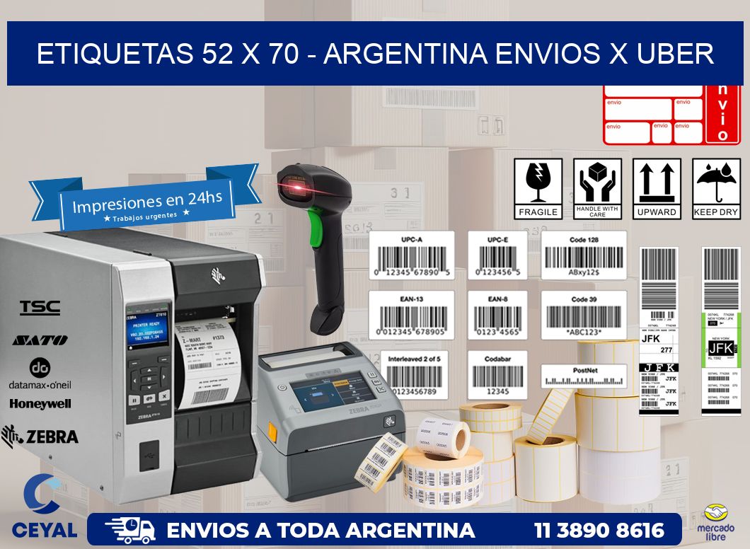 ETIQUETAS 52 x 70 - ARGENTINA ENVIOS X UBER