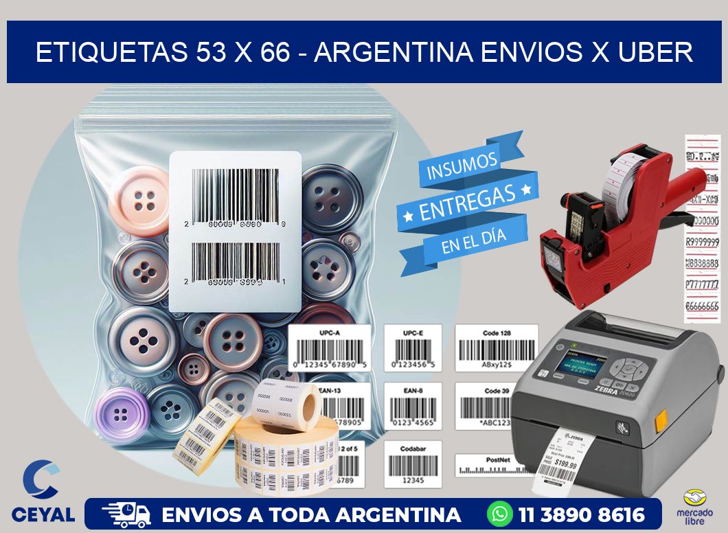 ETIQUETAS 53 x 66 - ARGENTINA ENVIOS X UBER