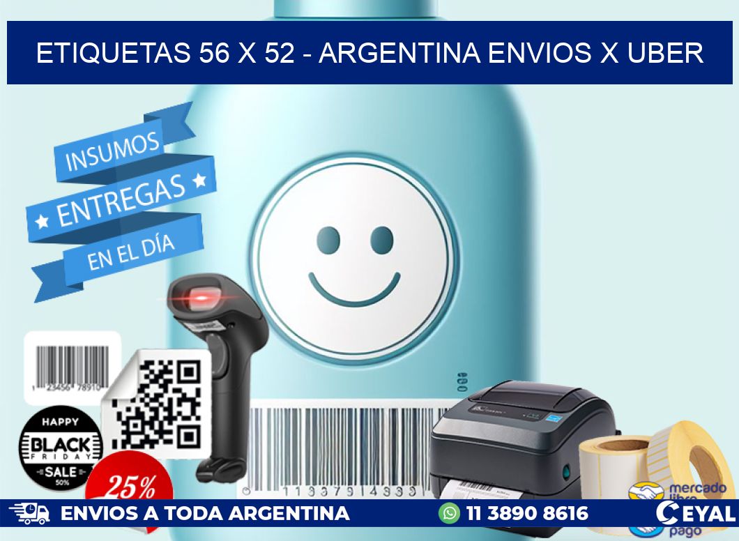 ETIQUETAS 56 x 52 - ARGENTINA ENVIOS X UBER