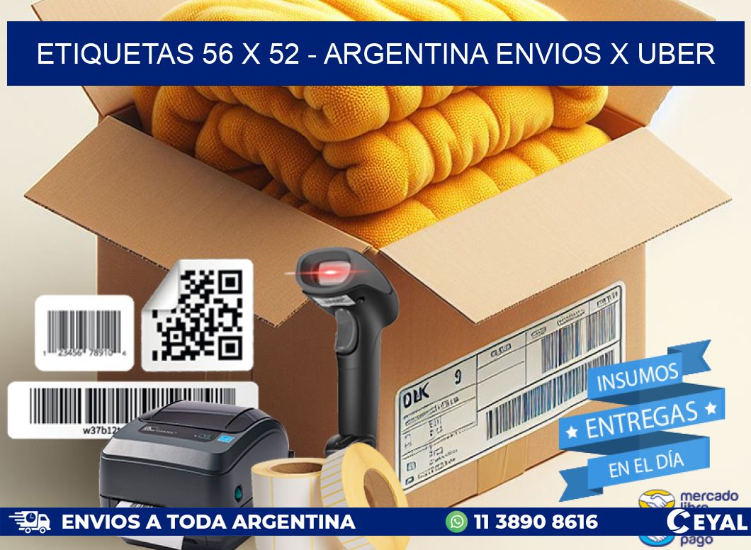 ETIQUETAS 56 x 52 - ARGENTINA ENVIOS X UBER