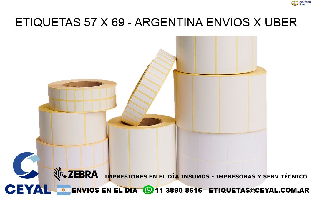 ETIQUETAS 57 x 69 - ARGENTINA ENVIOS X UBER