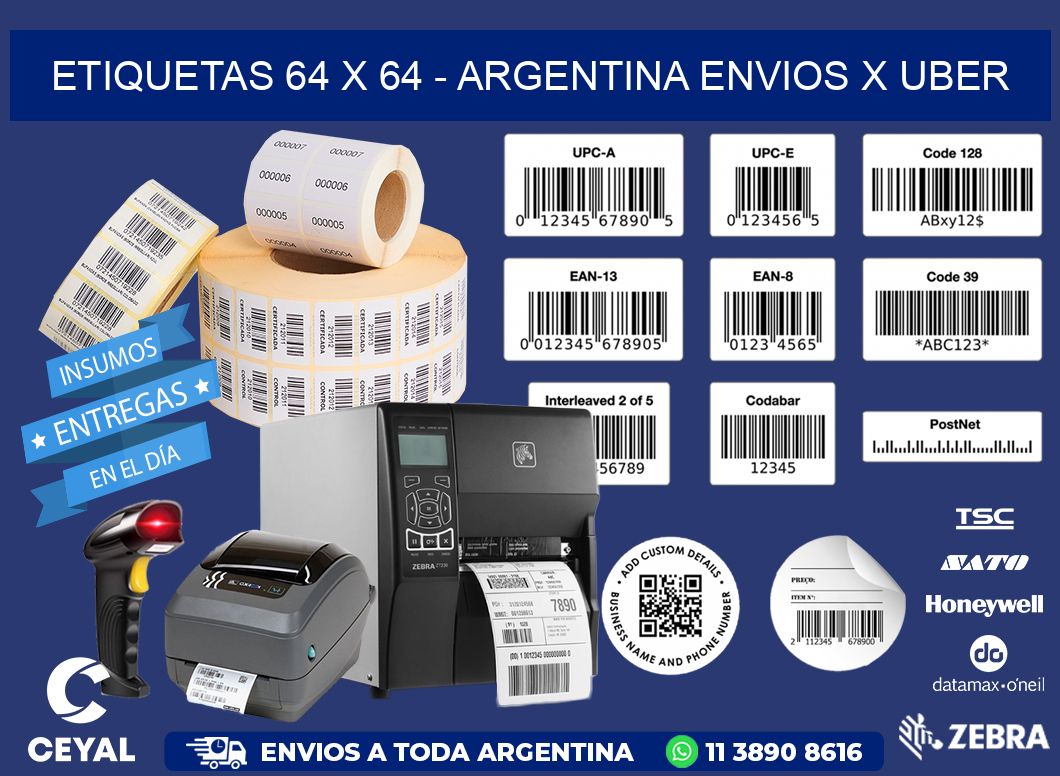 ETIQUETAS 64 x 64 - ARGENTINA ENVIOS X UBER