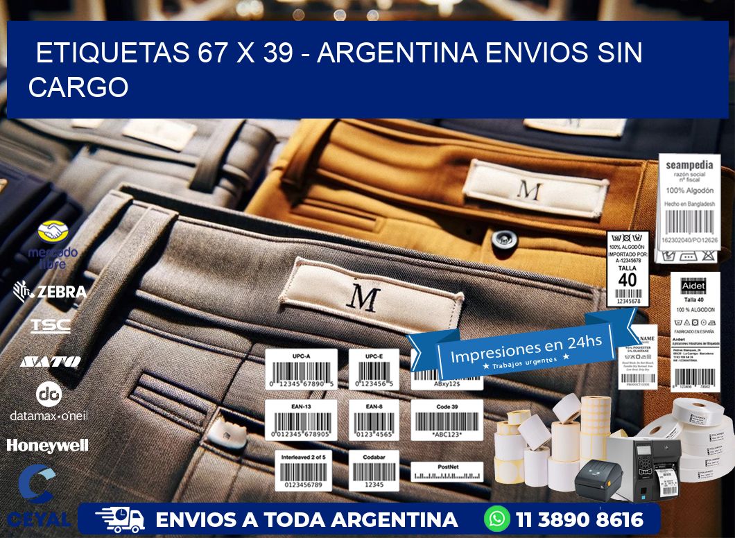 ETIQUETAS 67 x 39 - ARGENTINA ENVIOS SIN CARGO