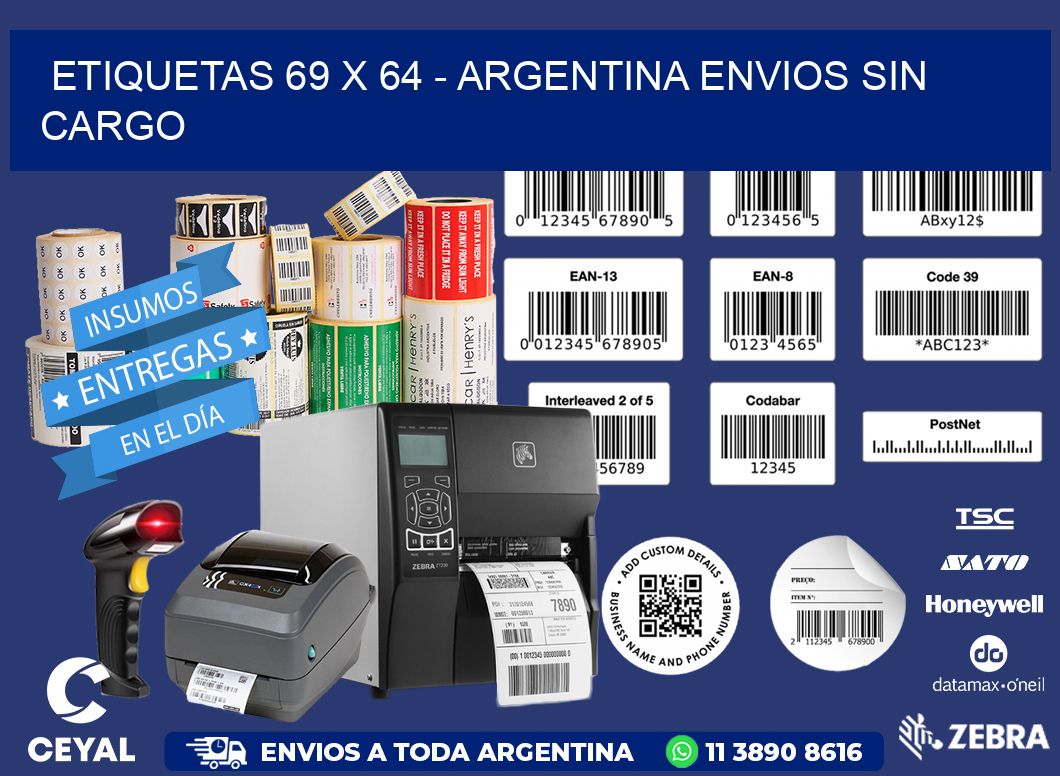 ETIQUETAS 69 x 64 - ARGENTINA ENVIOS SIN CARGO