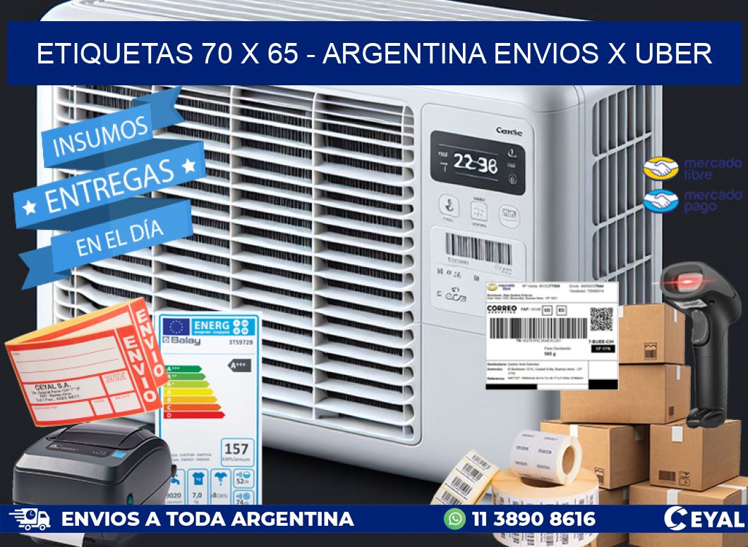 ETIQUETAS 70 x 65 - ARGENTINA ENVIOS X UBER