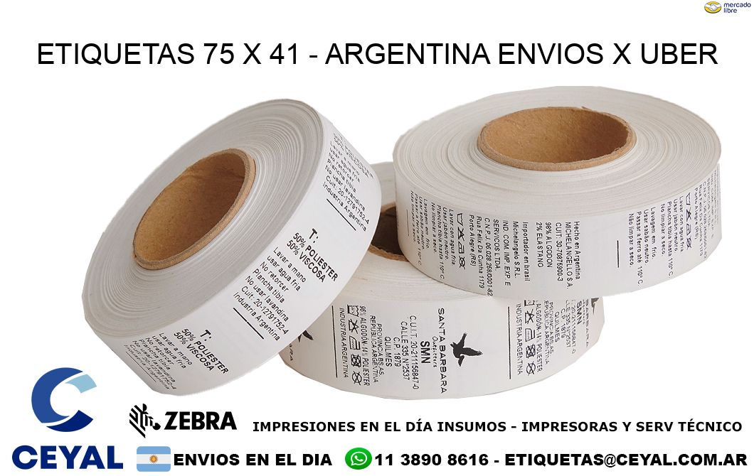 ETIQUETAS 75 x 41 - ARGENTINA ENVIOS X UBER