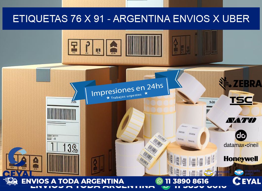 ETIQUETAS 76 x 91 - ARGENTINA ENVIOS X UBER