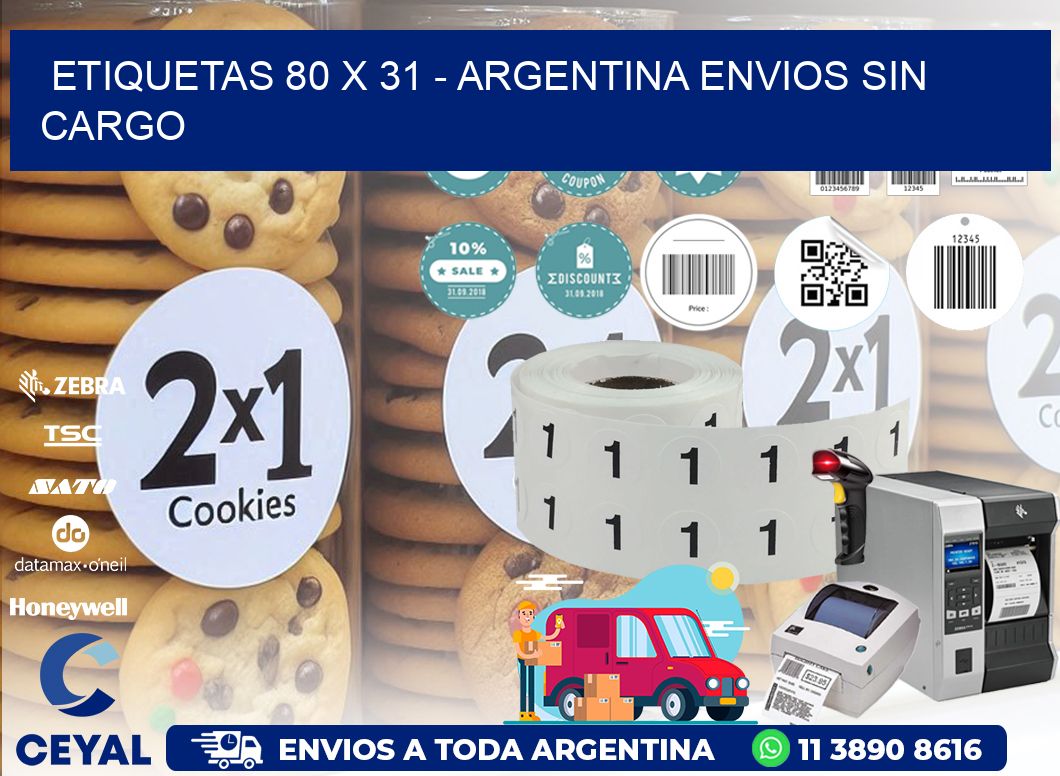 ETIQUETAS 80 x 31 - ARGENTINA ENVIOS SIN CARGO