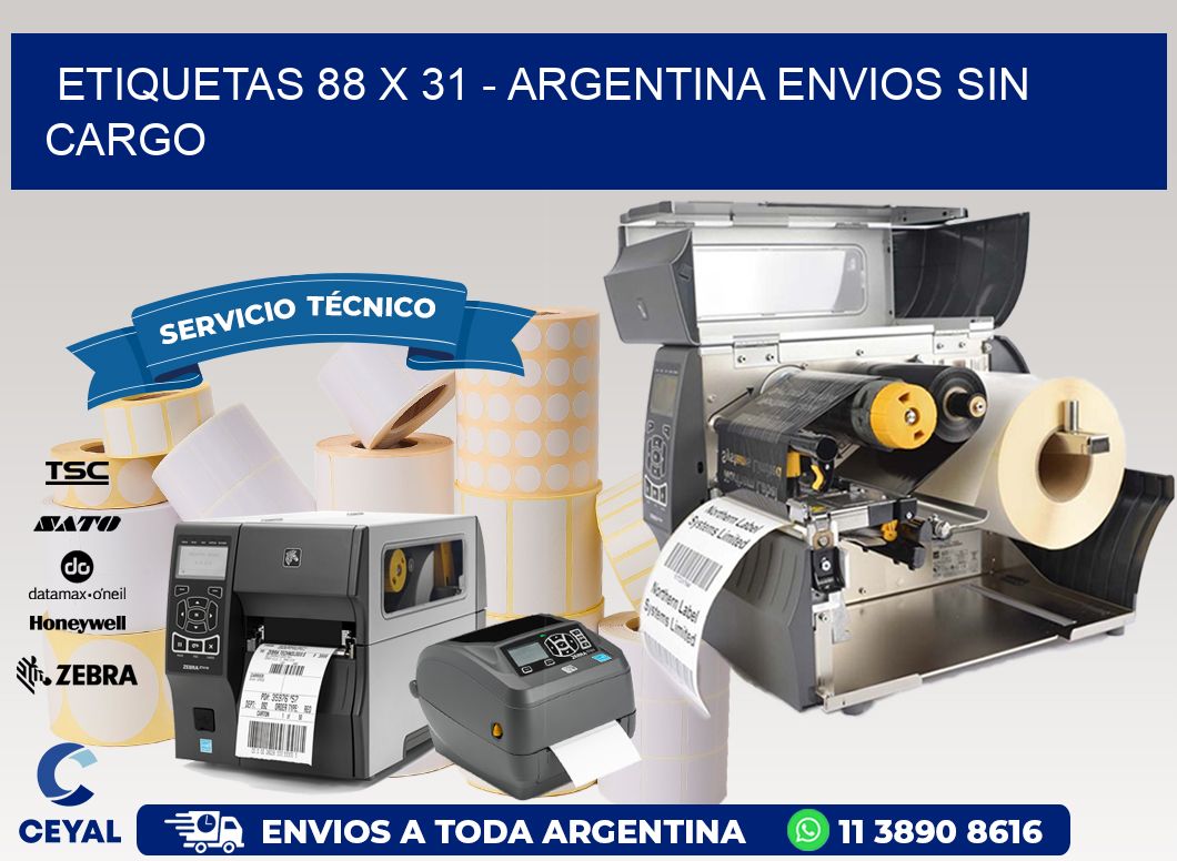 ETIQUETAS 88 x 31 - ARGENTINA ENVIOS SIN CARGO