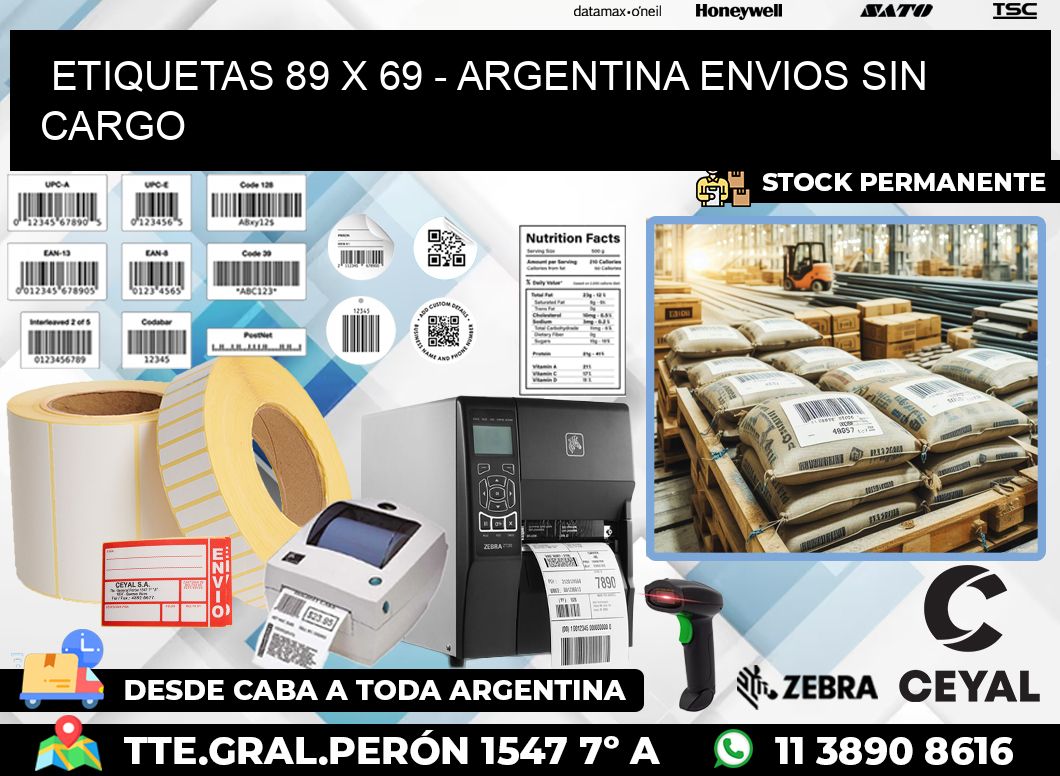 ETIQUETAS 89 x 69 – ARGENTINA ENVIOS SIN CARGO