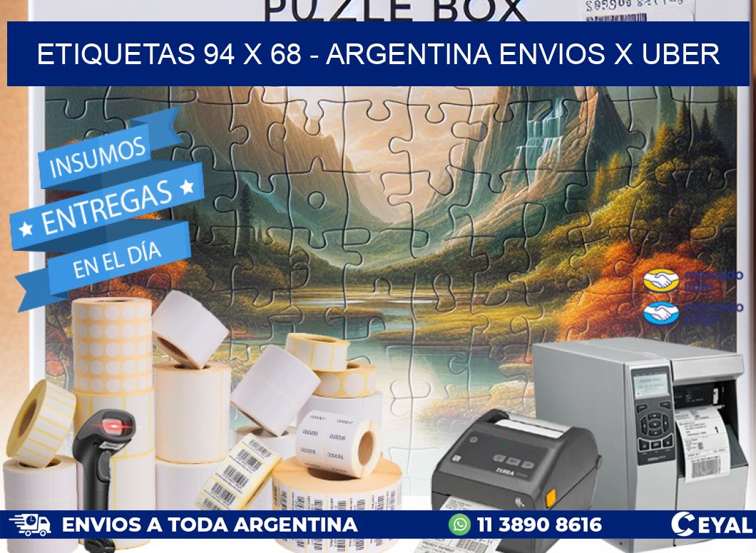 ETIQUETAS 94 x 68 - ARGENTINA ENVIOS X UBER