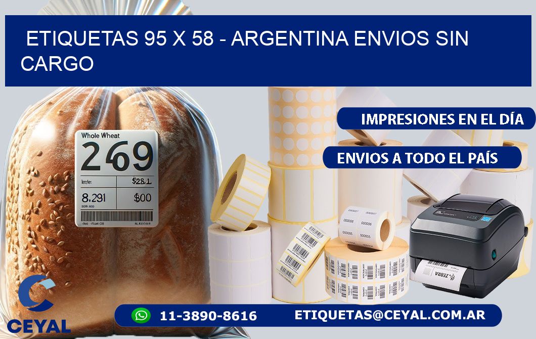 ETIQUETAS 95 x 58 - ARGENTINA ENVIOS SIN CARGO