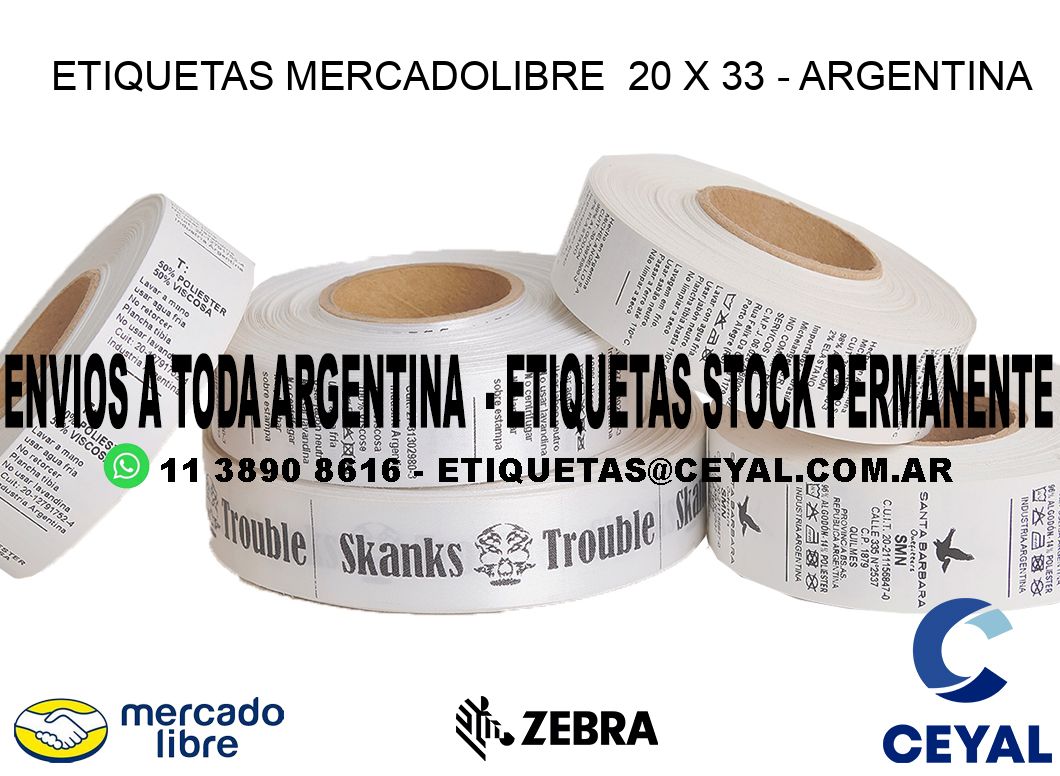 ETIQUETAS MERCADOLIBRE  20 x 33 - ARGENTINA