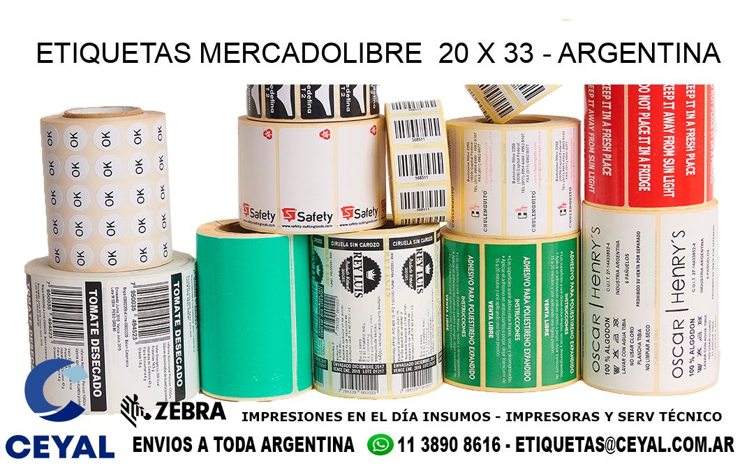 ETIQUETAS MERCADOLIBRE  20 x 33 - ARGENTINA