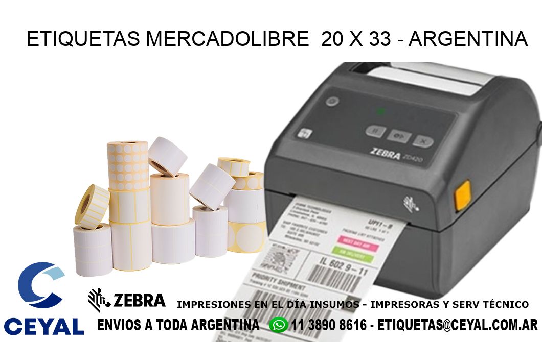 ETIQUETAS MERCADOLIBRE  20 x 33 - ARGENTINA