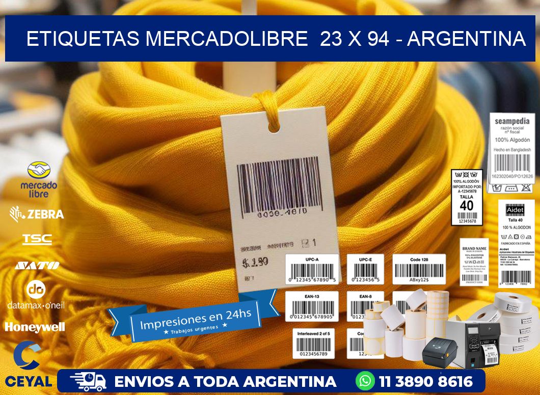 ETIQUETAS MERCADOLIBRE  23 x 94 - ARGENTINA