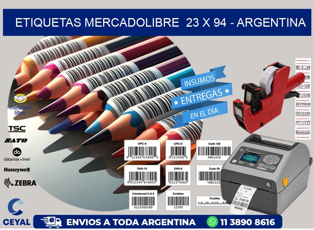 ETIQUETAS MERCADOLIBRE  23 x 94 - ARGENTINA