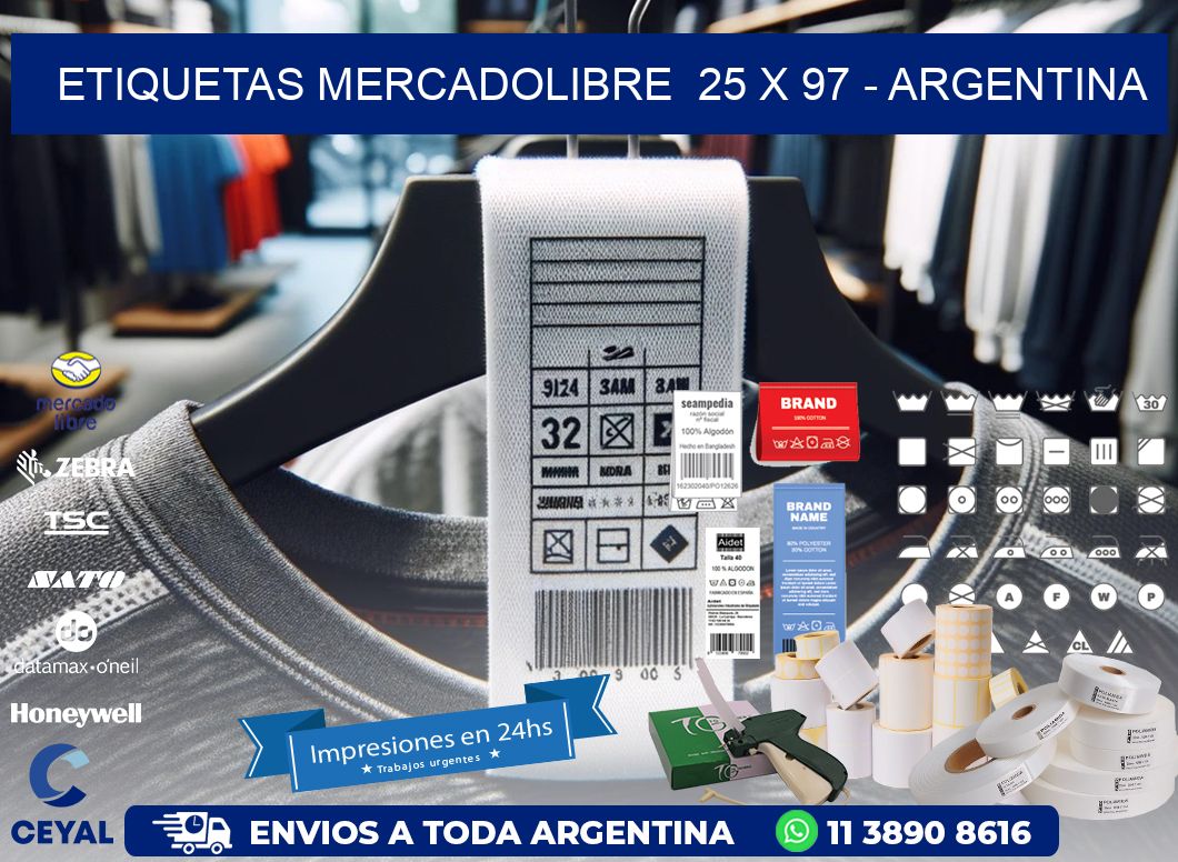 ETIQUETAS MERCADOLIBRE  25 x 97 - ARGENTINA