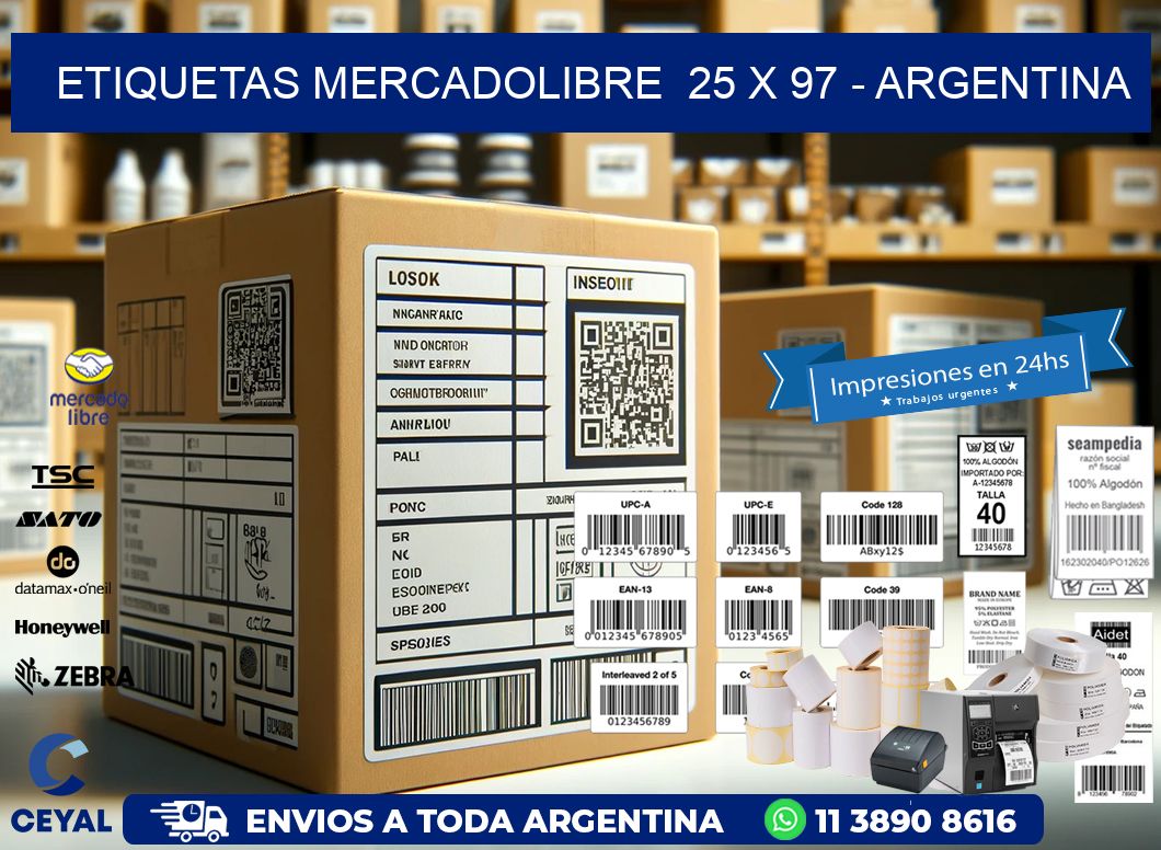 ETIQUETAS MERCADOLIBRE  25 x 97 – ARGENTINA