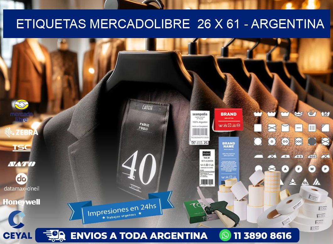 ETIQUETAS MERCADOLIBRE  26 x 61 - ARGENTINA