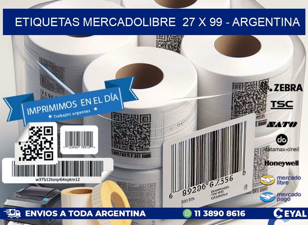 ETIQUETAS MERCADOLIBRE  27 x 99 - ARGENTINA