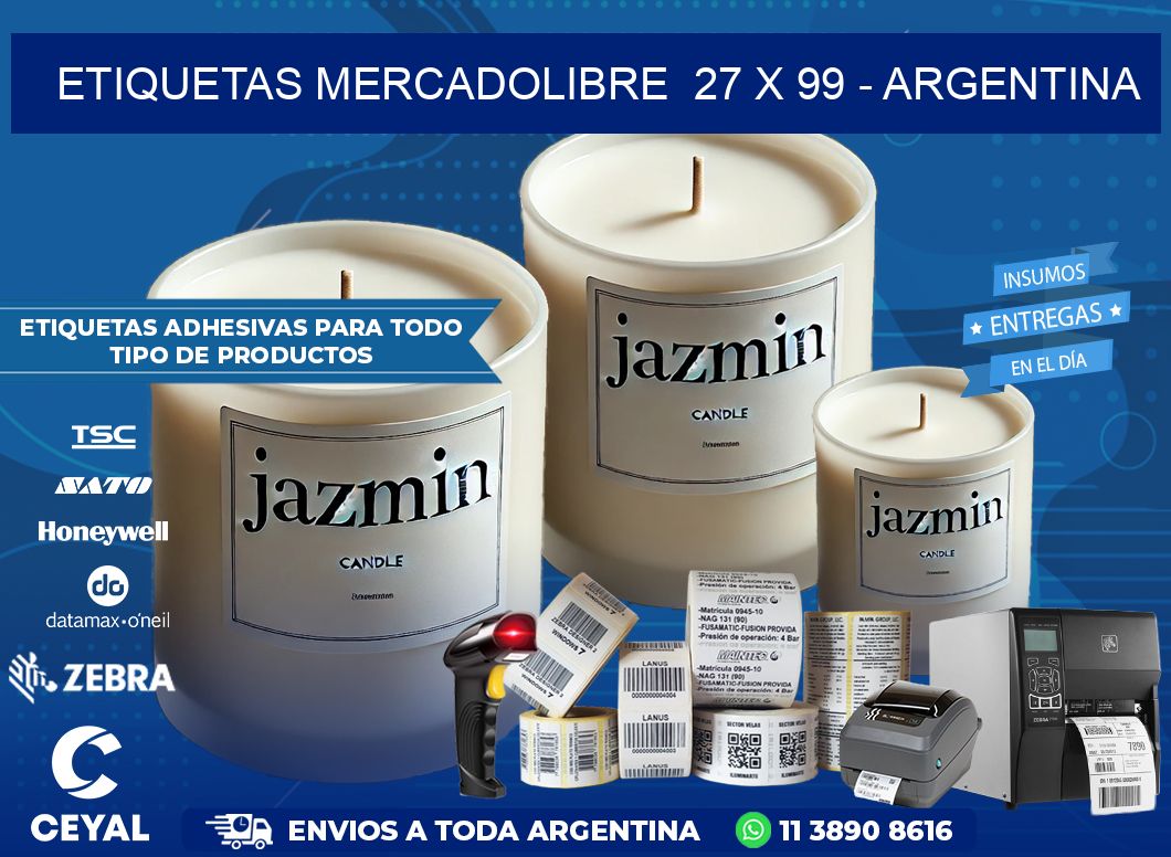 ETIQUETAS MERCADOLIBRE  27 x 99 - ARGENTINA