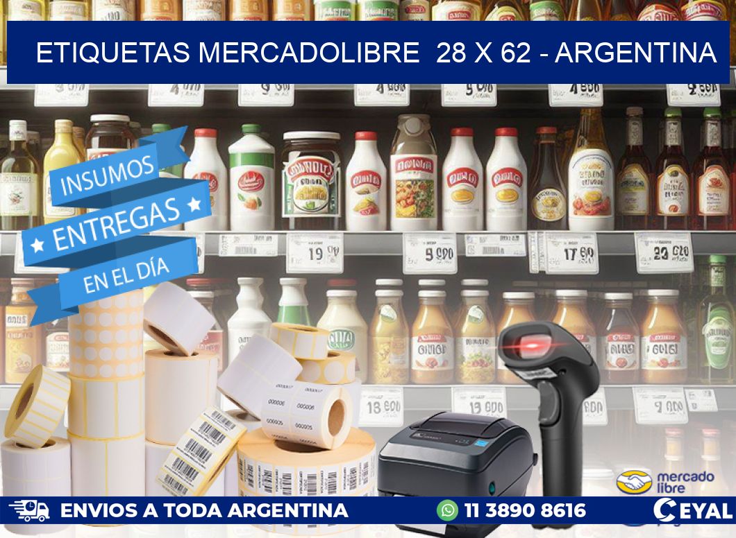 ETIQUETAS MERCADOLIBRE  28 x 62 - ARGENTINA