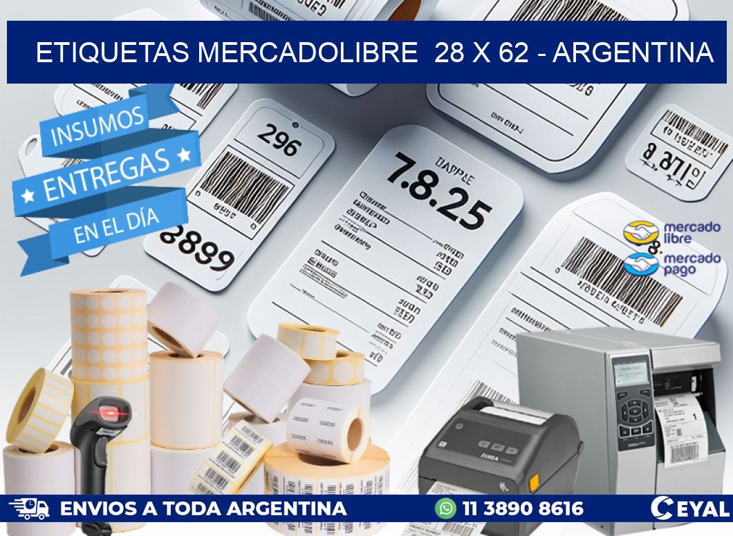 ETIQUETAS MERCADOLIBRE  28 x 62 - ARGENTINA