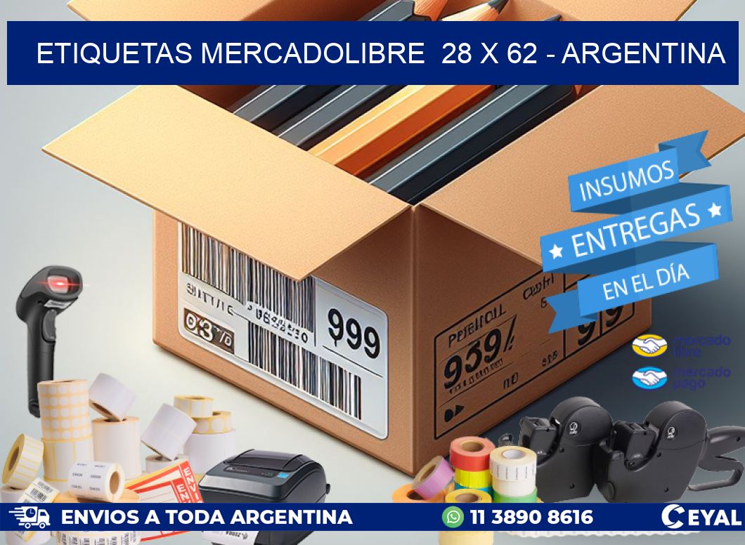 ETIQUETAS MERCADOLIBRE  28 x 62 - ARGENTINA