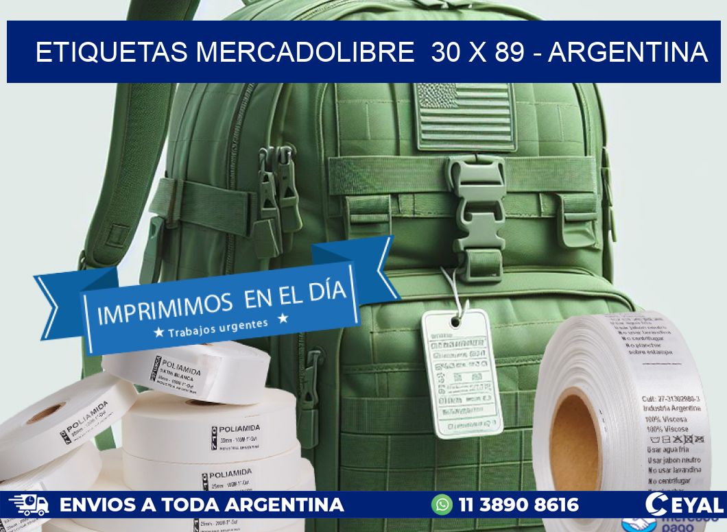 ETIQUETAS MERCADOLIBRE  30 x 89 - ARGENTINA