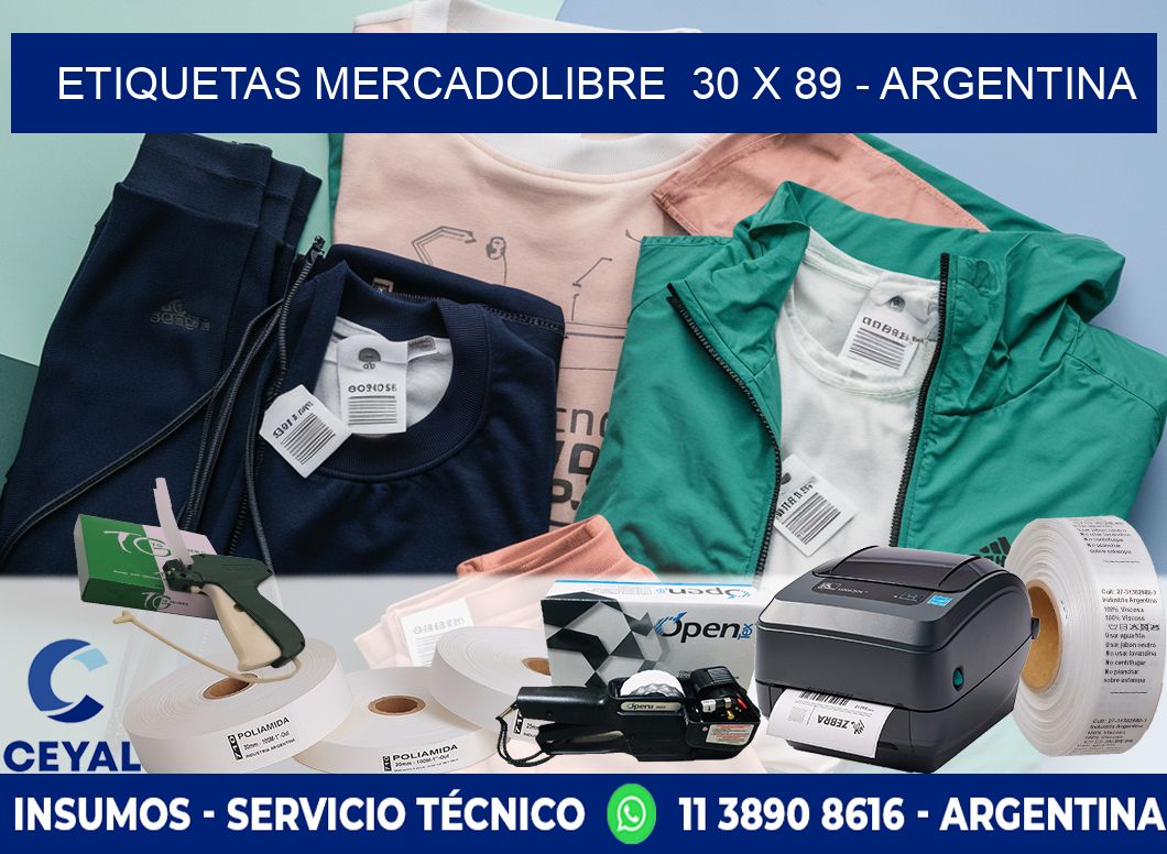 ETIQUETAS MERCADOLIBRE  30 x 89 - ARGENTINA