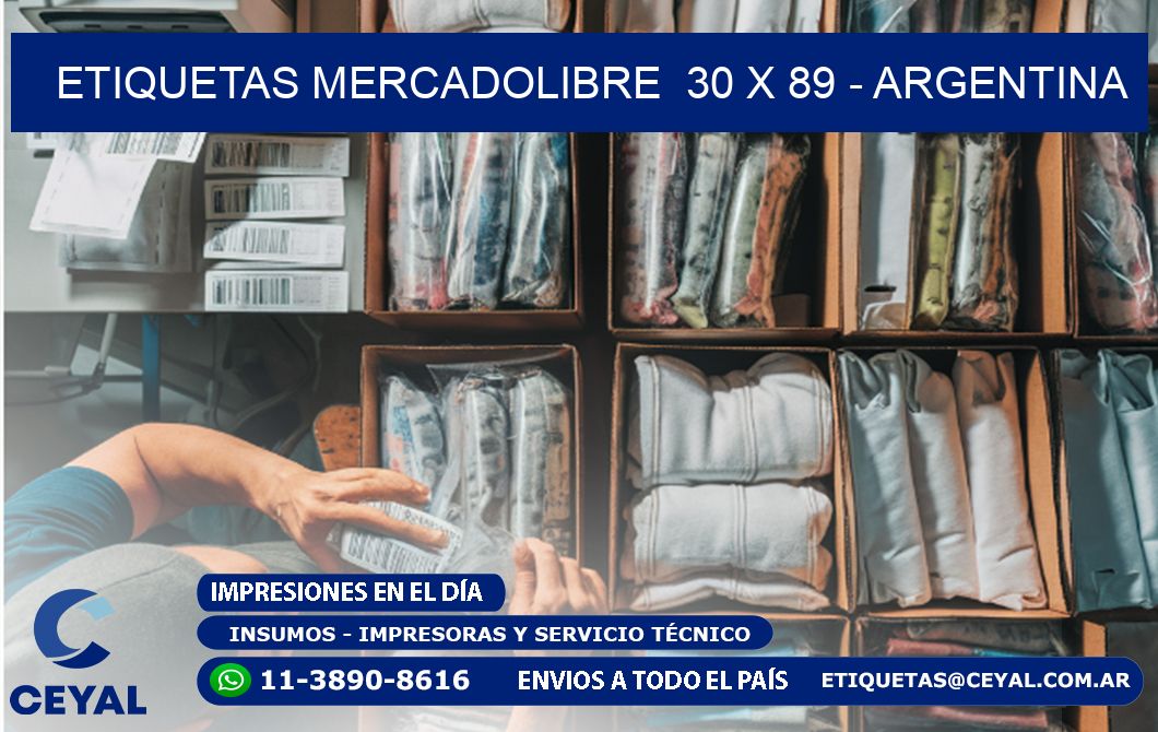 ETIQUETAS MERCADOLIBRE  30 x 89 - ARGENTINA