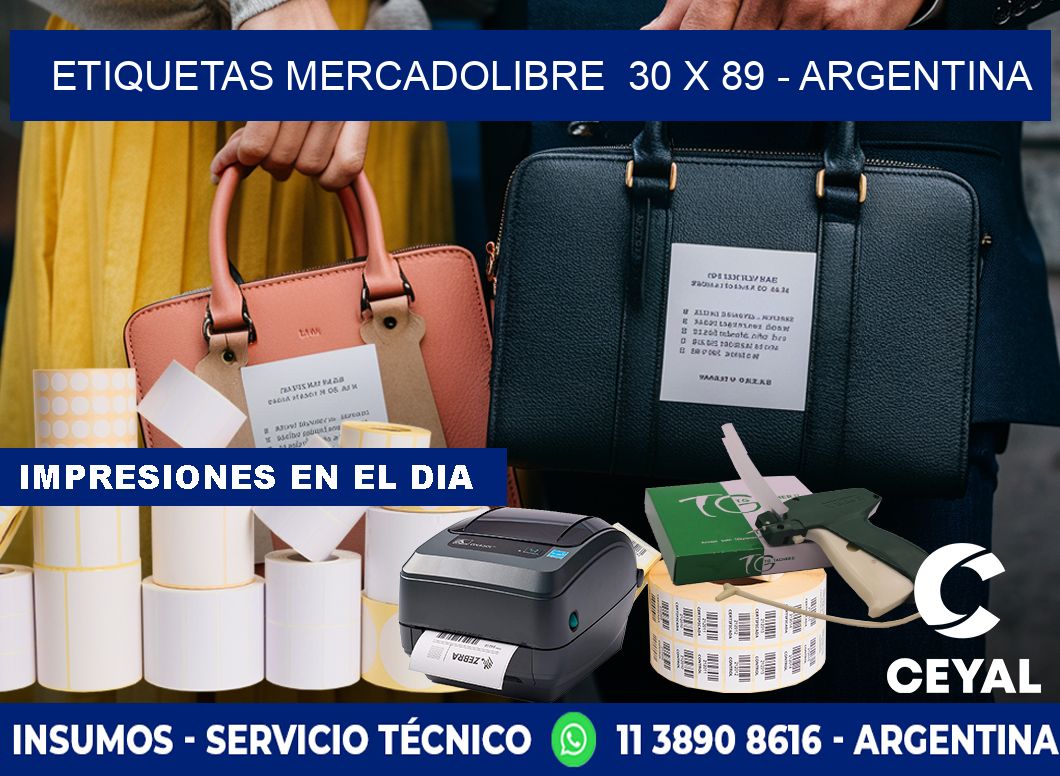 ETIQUETAS MERCADOLIBRE  30 x 89 - ARGENTINA