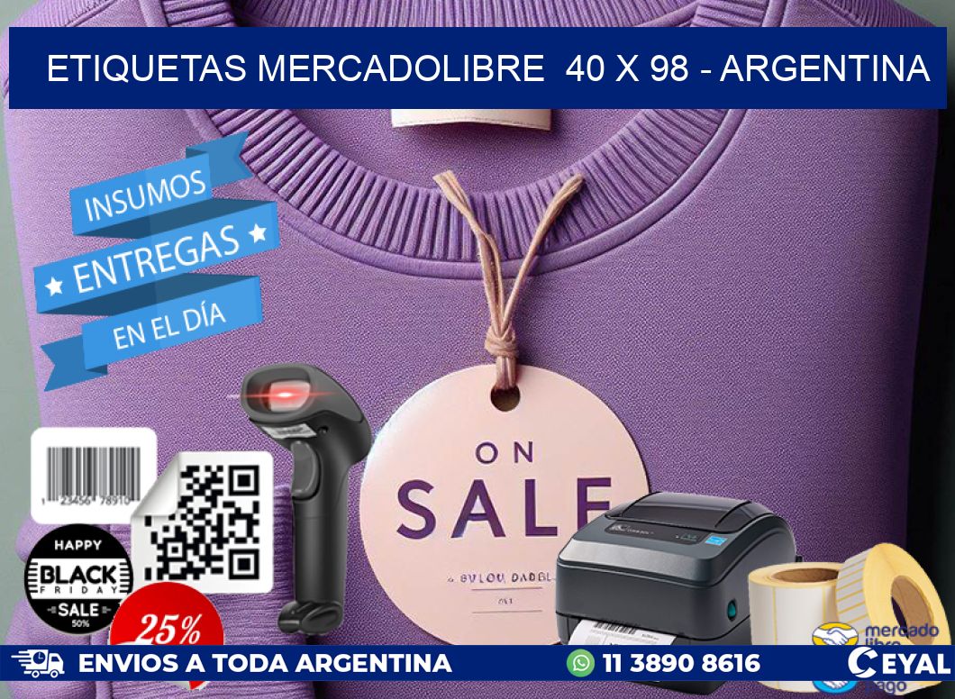 ETIQUETAS MERCADOLIBRE  40 x 98 - ARGENTINA