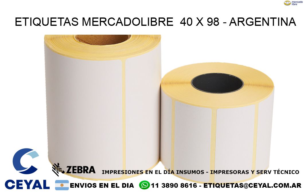 ETIQUETAS MERCADOLIBRE  40 x 98 - ARGENTINA