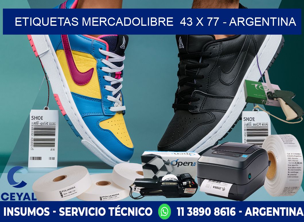 ETIQUETAS MERCADOLIBRE  43 x 77 - ARGENTINA