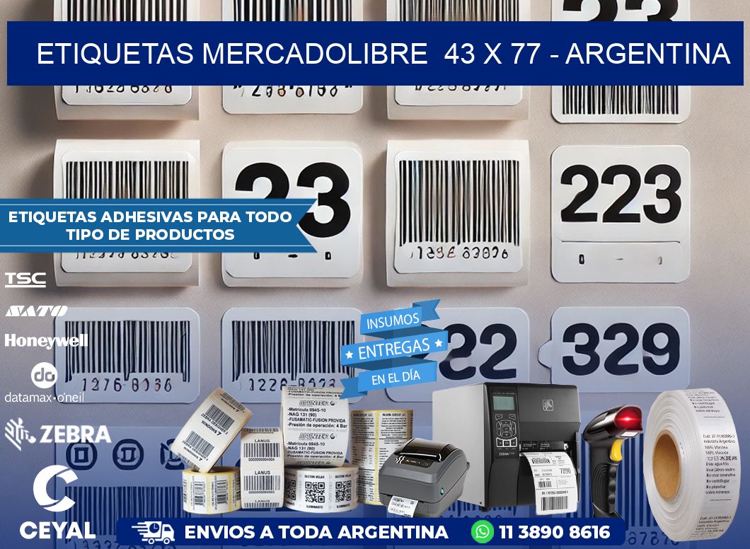 ETIQUETAS MERCADOLIBRE  43 x 77 – ARGENTINA