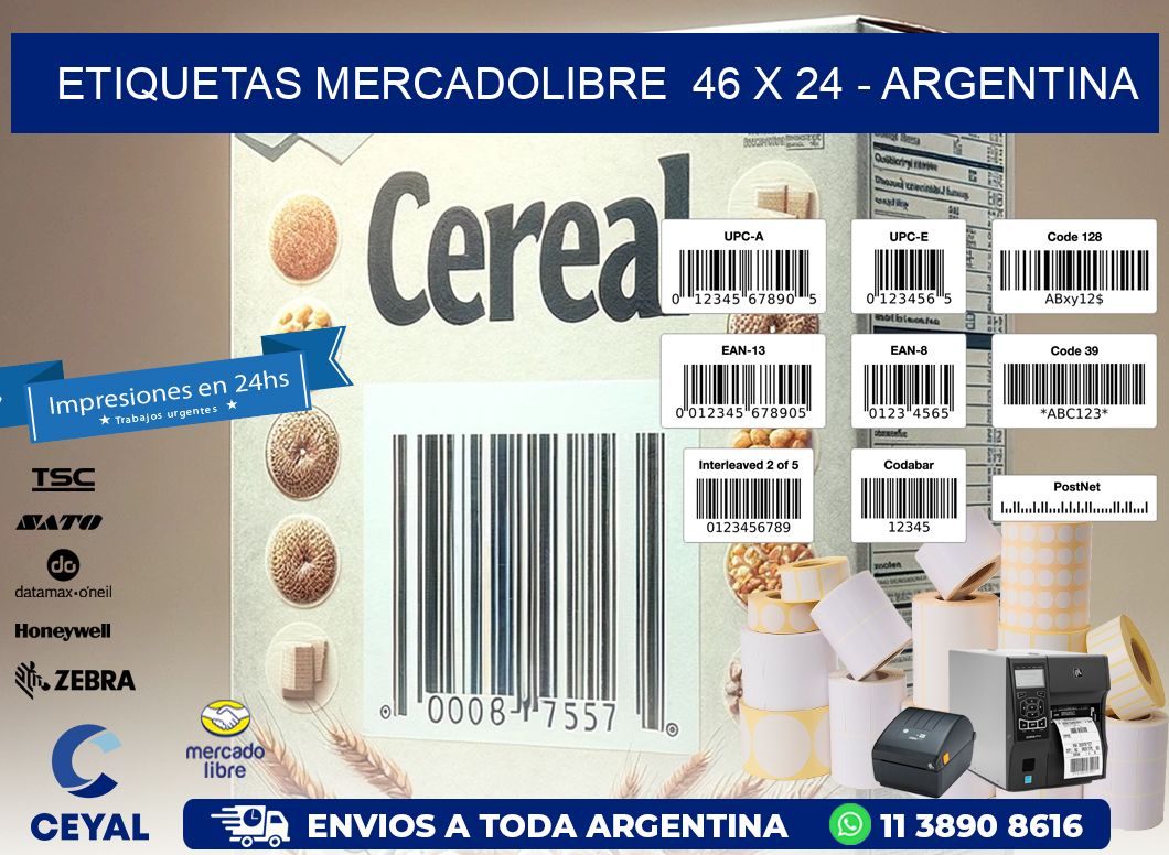 ETIQUETAS MERCADOLIBRE  46 x 24 - ARGENTINA