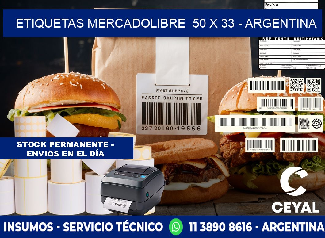 ETIQUETAS MERCADOLIBRE  50 x 33 - ARGENTINA