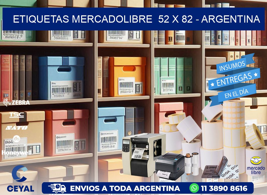 ETIQUETAS MERCADOLIBRE  52 x 82 - ARGENTINA