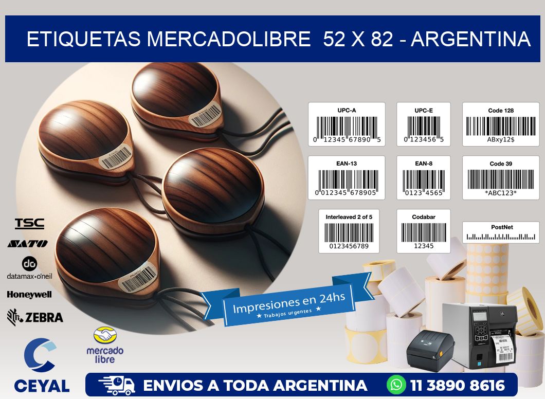 ETIQUETAS MERCADOLIBRE  52 x 82 - ARGENTINA