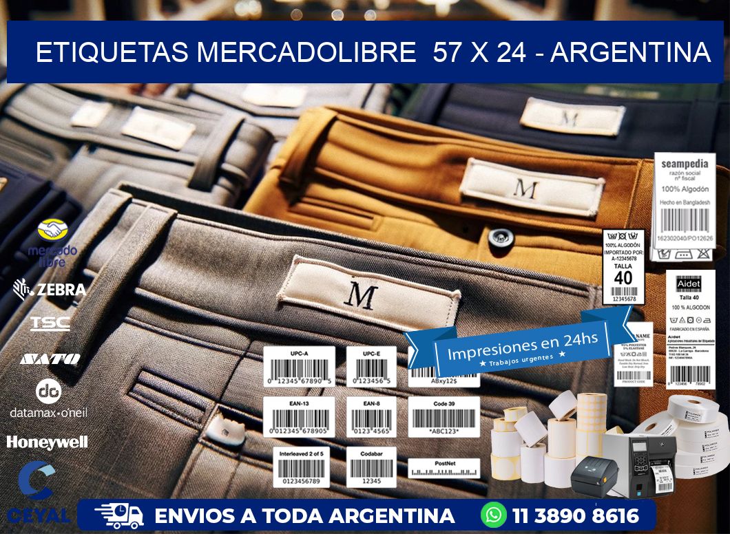 ETIQUETAS MERCADOLIBRE  57 x 24 - ARGENTINA