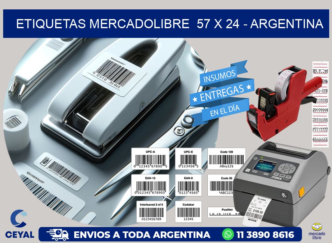 ETIQUETAS MERCADOLIBRE  57 x 24 - ARGENTINA