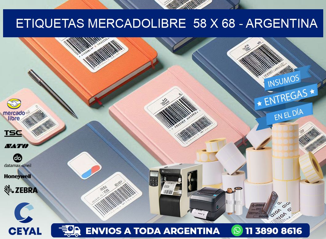 ETIQUETAS MERCADOLIBRE  58 x 68 - ARGENTINA