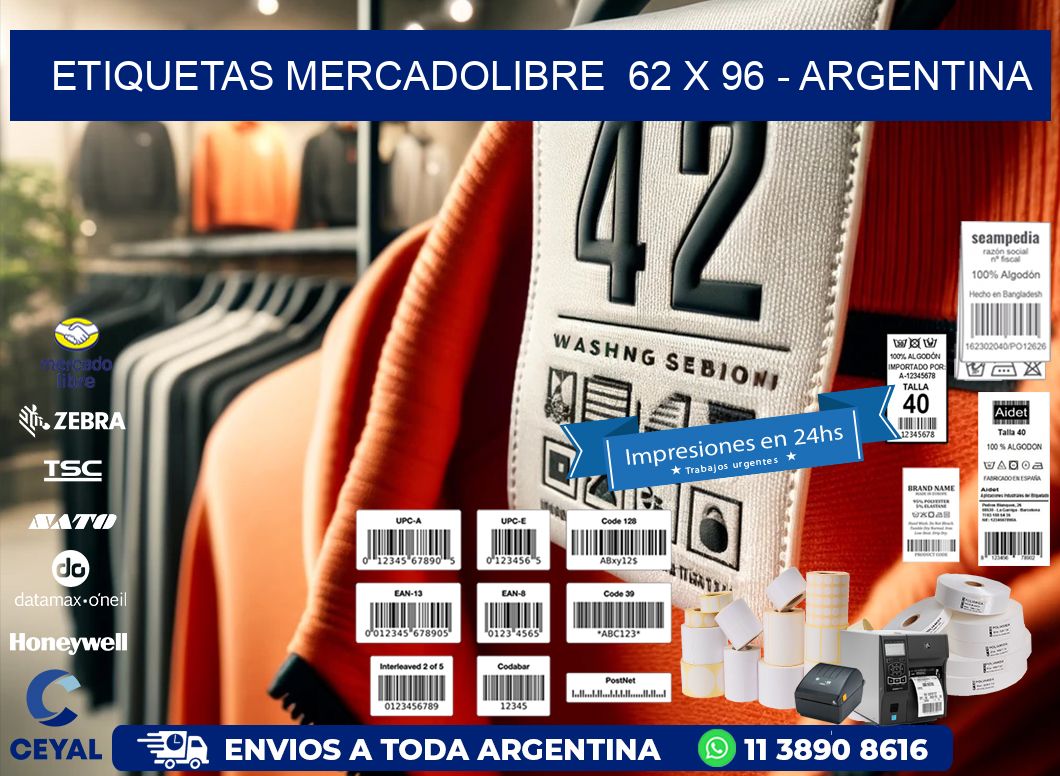 ETIQUETAS MERCADOLIBRE  62 x 96 - ARGENTINA