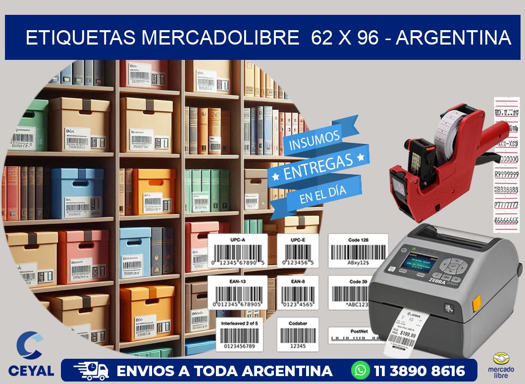 ETIQUETAS MERCADOLIBRE  62 x 96 - ARGENTINA