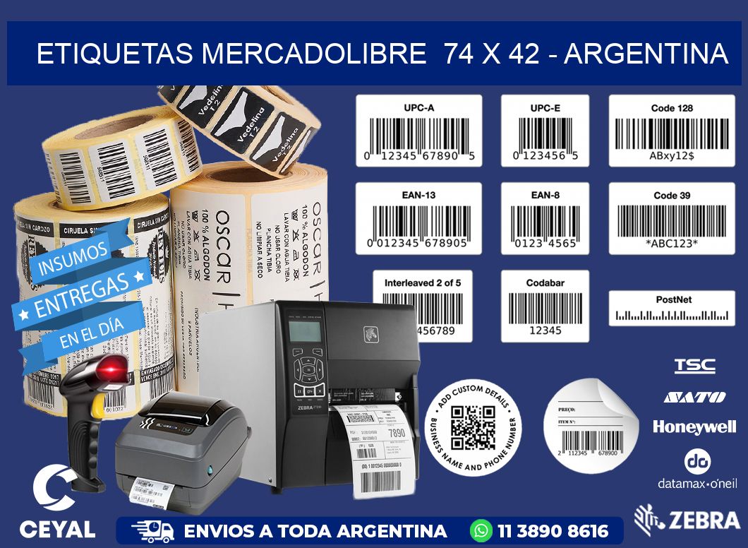 ETIQUETAS MERCADOLIBRE  74 x 42 - ARGENTINA